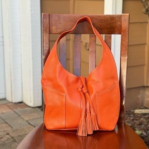 Laggo Genuine Leather Havana Hobo Bag - Orange Crush